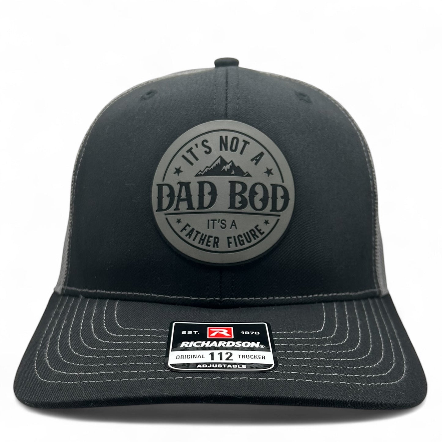 Its Not a Dad Bod Its a Father Figure Hat - Round Dad Cap - Richardson 112 Leather Patch Trucker Hat