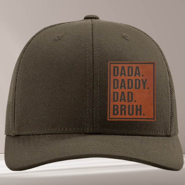 Dada Daddy Dad Bruh Hat, Funny Leather Patch Hat for Dad, Gift Idea for Dad