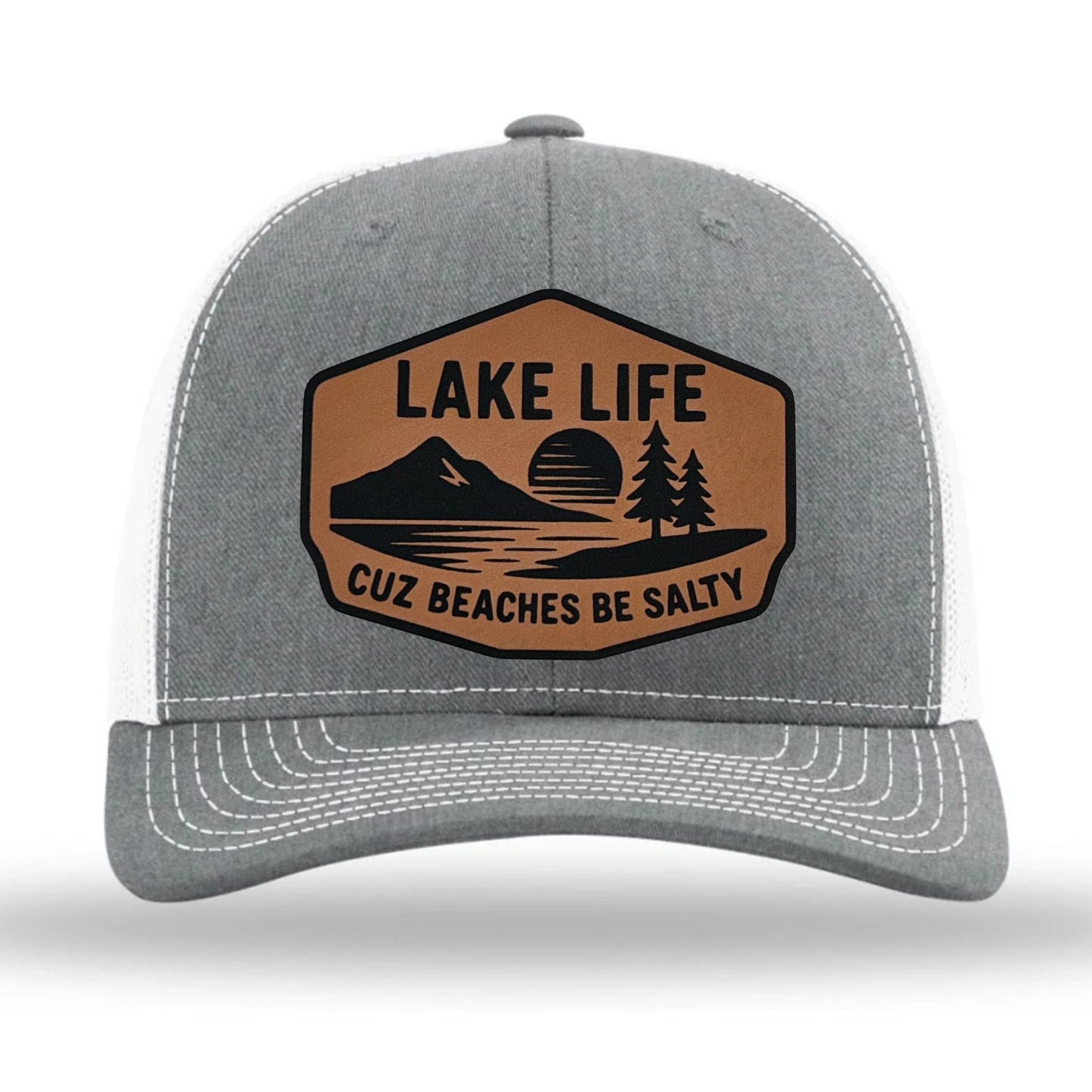 Funny Dad Hat - Lake Life Cause Beaches Be Crazy Cap - Richardson 112 Leather Patch Hat - Multiple Colors