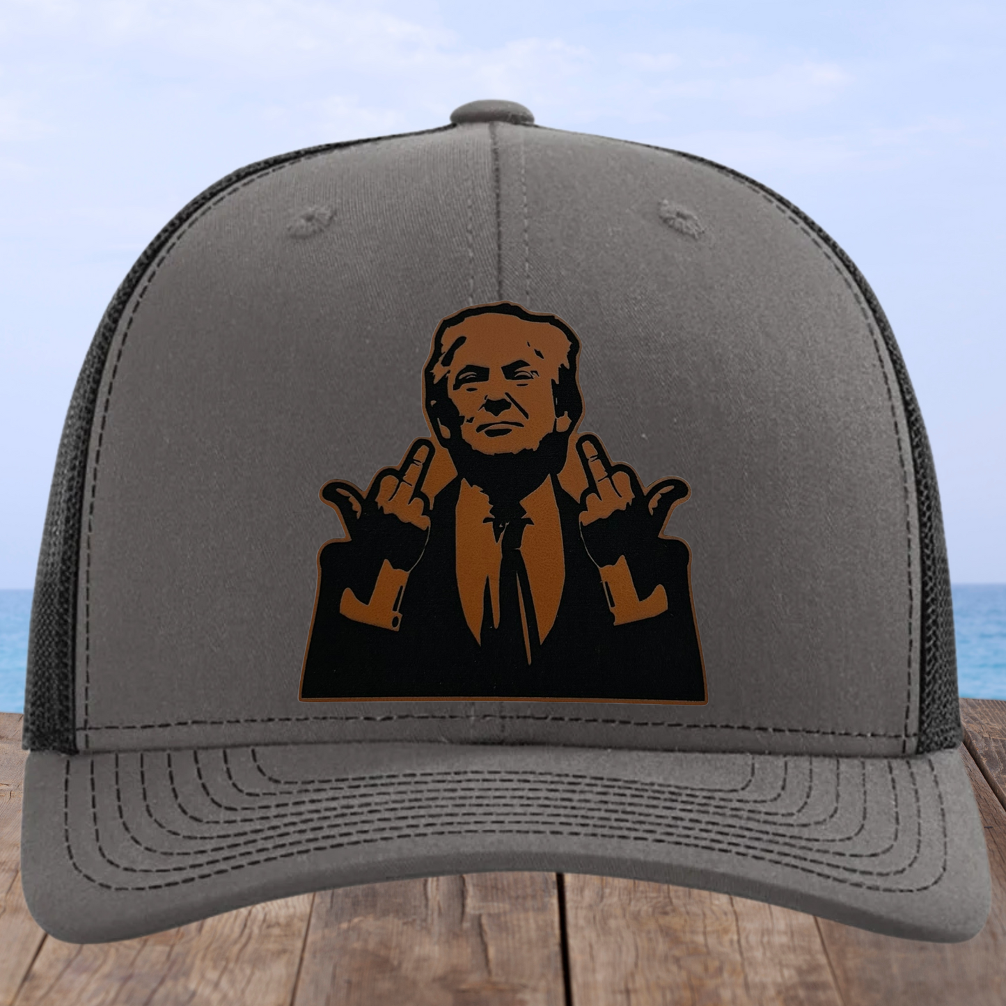 Trump Leather Patch Hat - Engraved Patriotic Hat