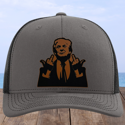 Trump Leather Patch Hat - Engraved Patriotic Hat