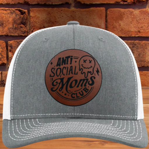 Anti Social Moms Club Hat - Leather Patch Trucker Cap for Introverted Moms