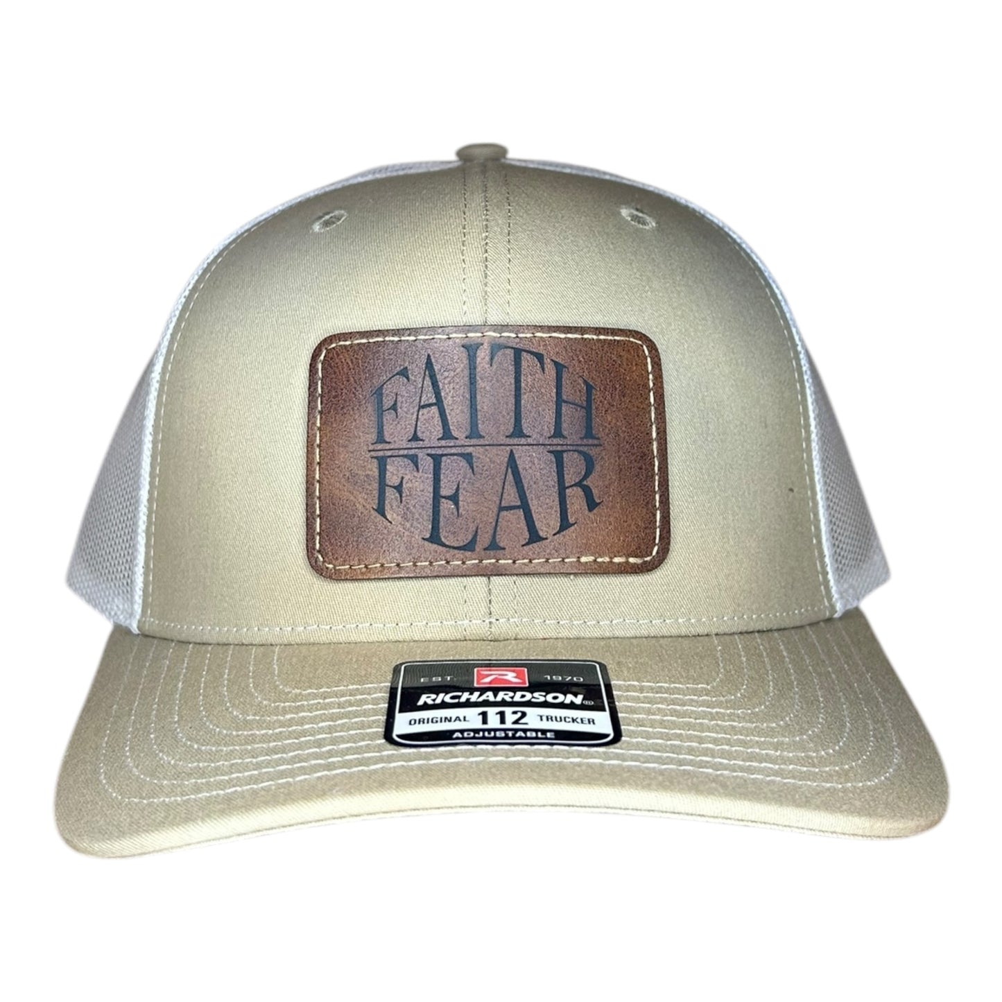 Faith Over Fear Leather Patch Hat