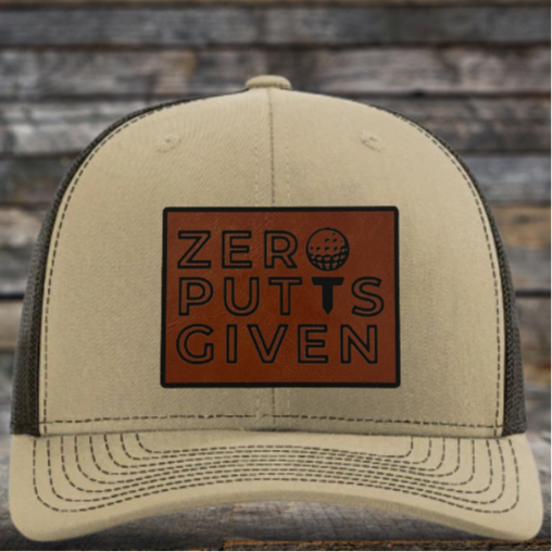 Zero Putts Given Golf Hat - Funny Leather Patch Trucker Cap for Golf Enthusiasts