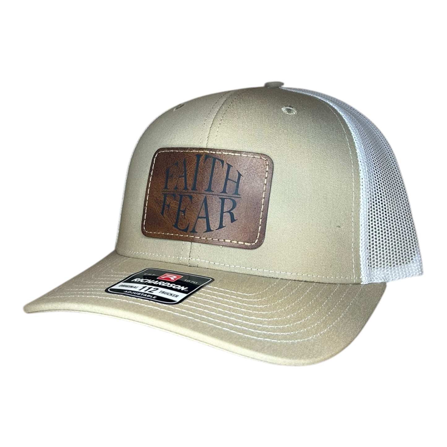 Faith Over Fear Leather Patch Hat