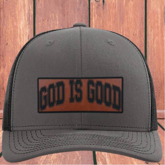 God Is Good Hat - Leather Patch Hat with Faith-Inspired Design