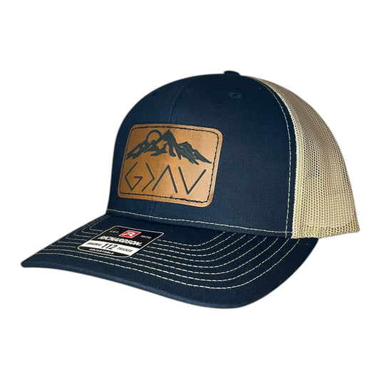 God Is Greater Than The Highs And Lows Leather Patch Hat