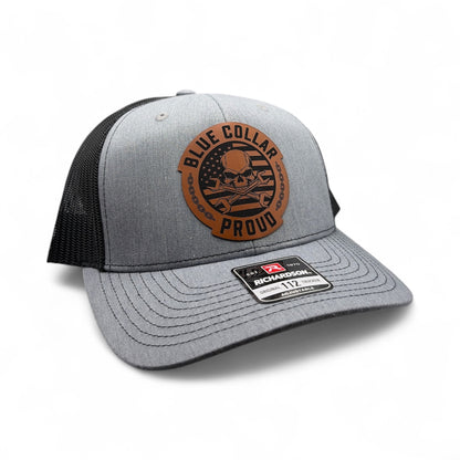 Blue Collar Proud Leather Patch Trucker Hat - Richardson 112