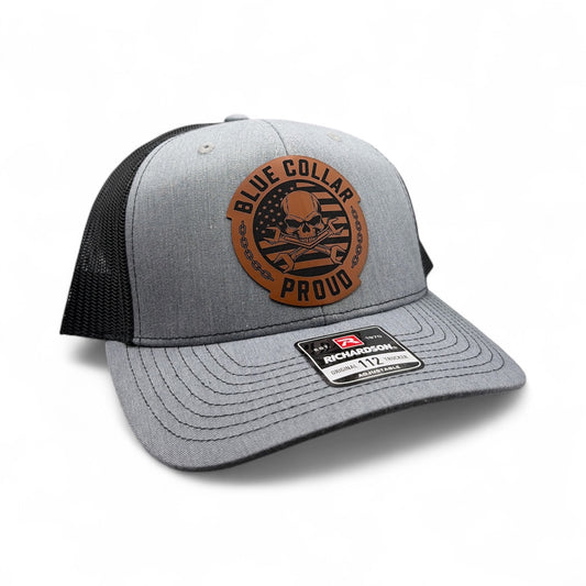 Blue Collar Proud Leather Patch Trucker Hat - Richardson 112