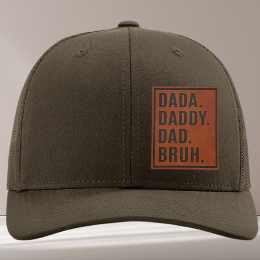 Dada Daddy Dad Bruh Hat, Funny Leather Patch Hat for Dad, Gift Idea for Dad