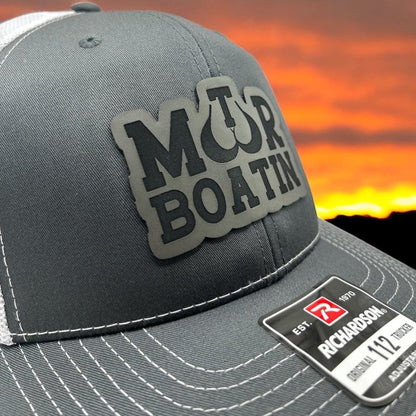 Motor Boatin Hat- Funny Cap - Richardson 112 Leather Patch Trucker Hat