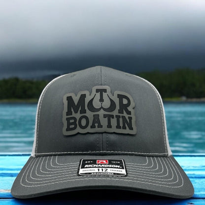 Motor Boatin Hat- Funny Cap - Richardson 112 Leather Patch Trucker Hat