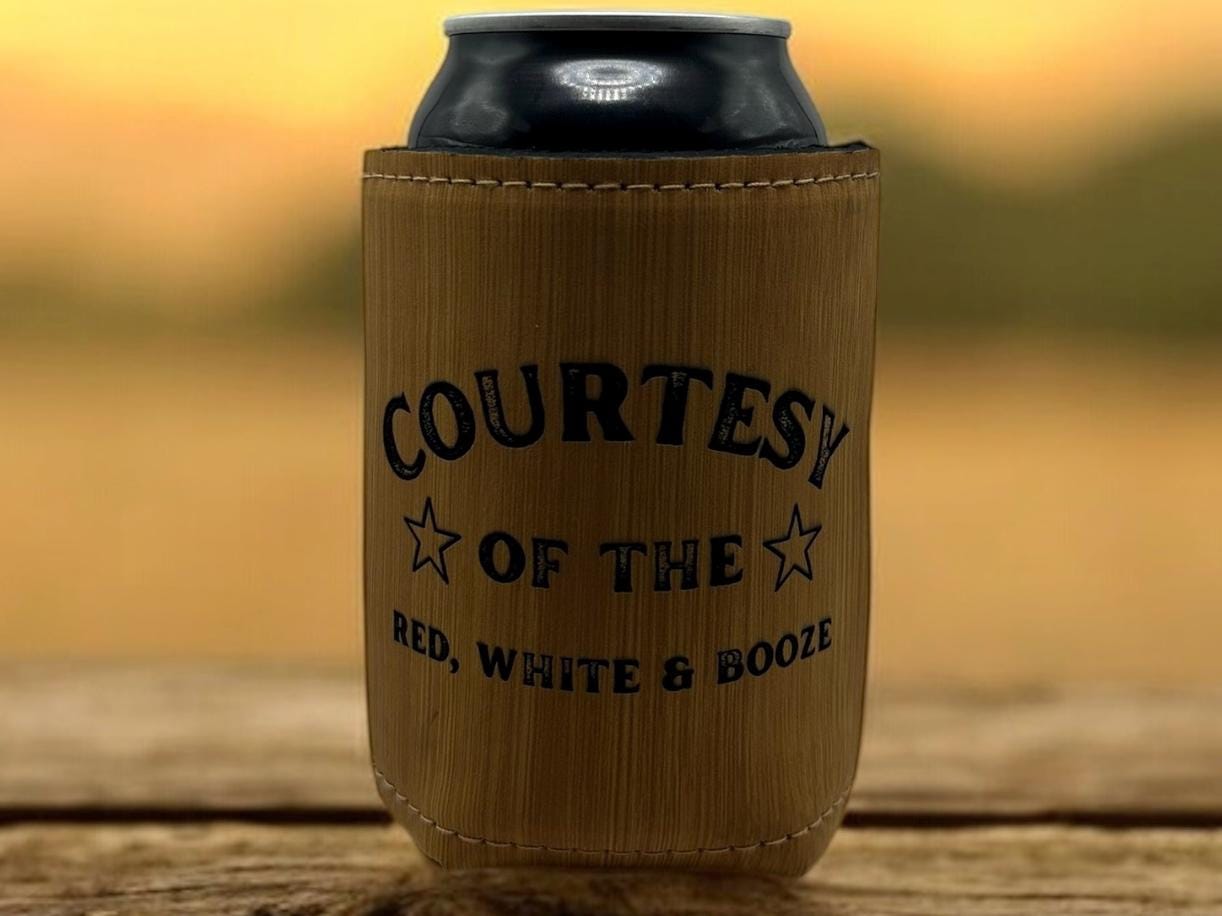 Courtesy of the Red, White & Booze Can Cooler, Funny Koozie 4th of July Beer Sleeve Patriotic Drink Holder Summer BBQ Party Favor