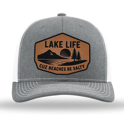 Funny Dad Hat - Lake Life Cause Beaches Be Crazy Cap - Richardson 112 Leather Patch Hat - Multiple Colors