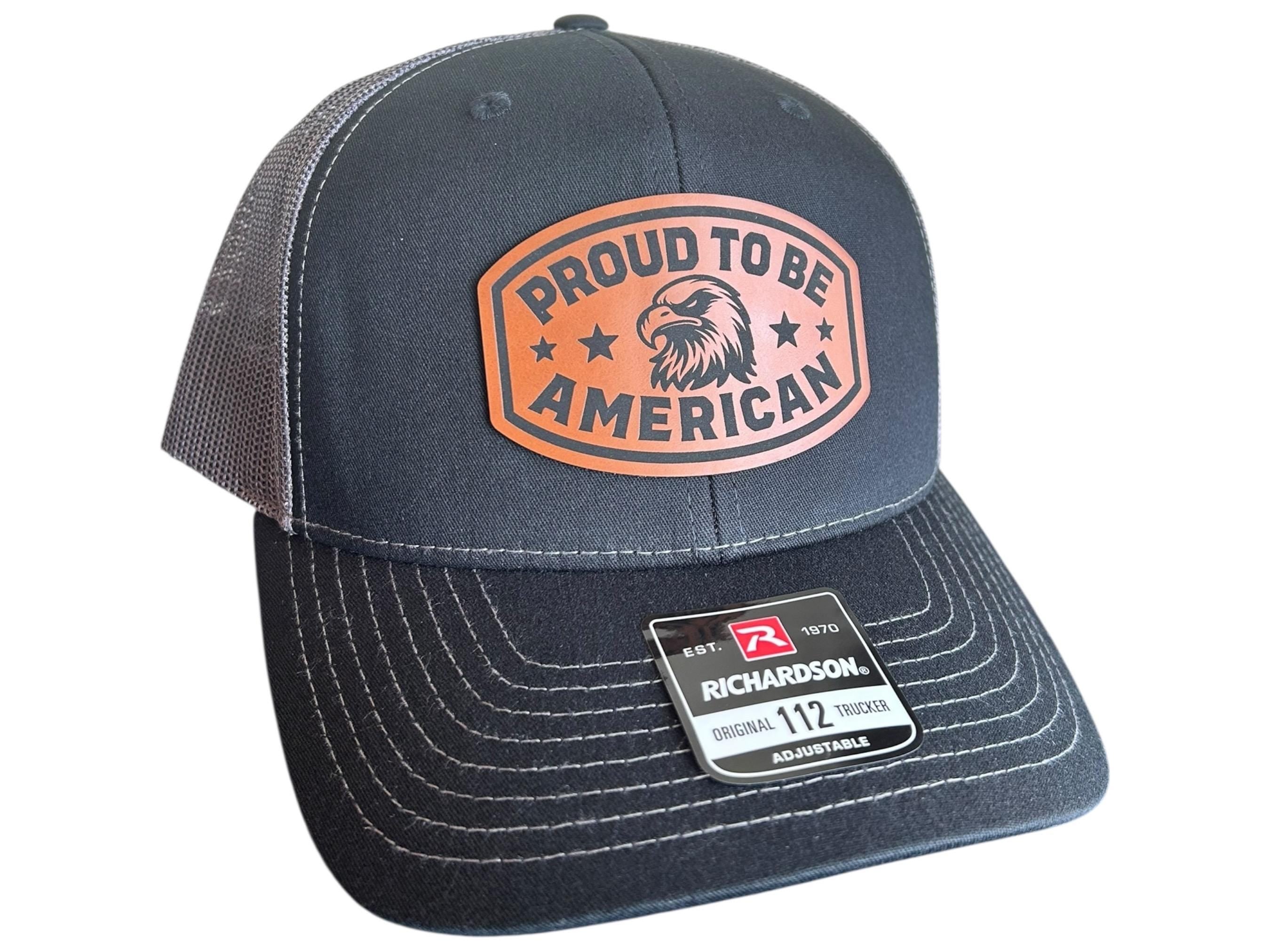 American Pride Leather Patch Trucker Hat - Richardson 112