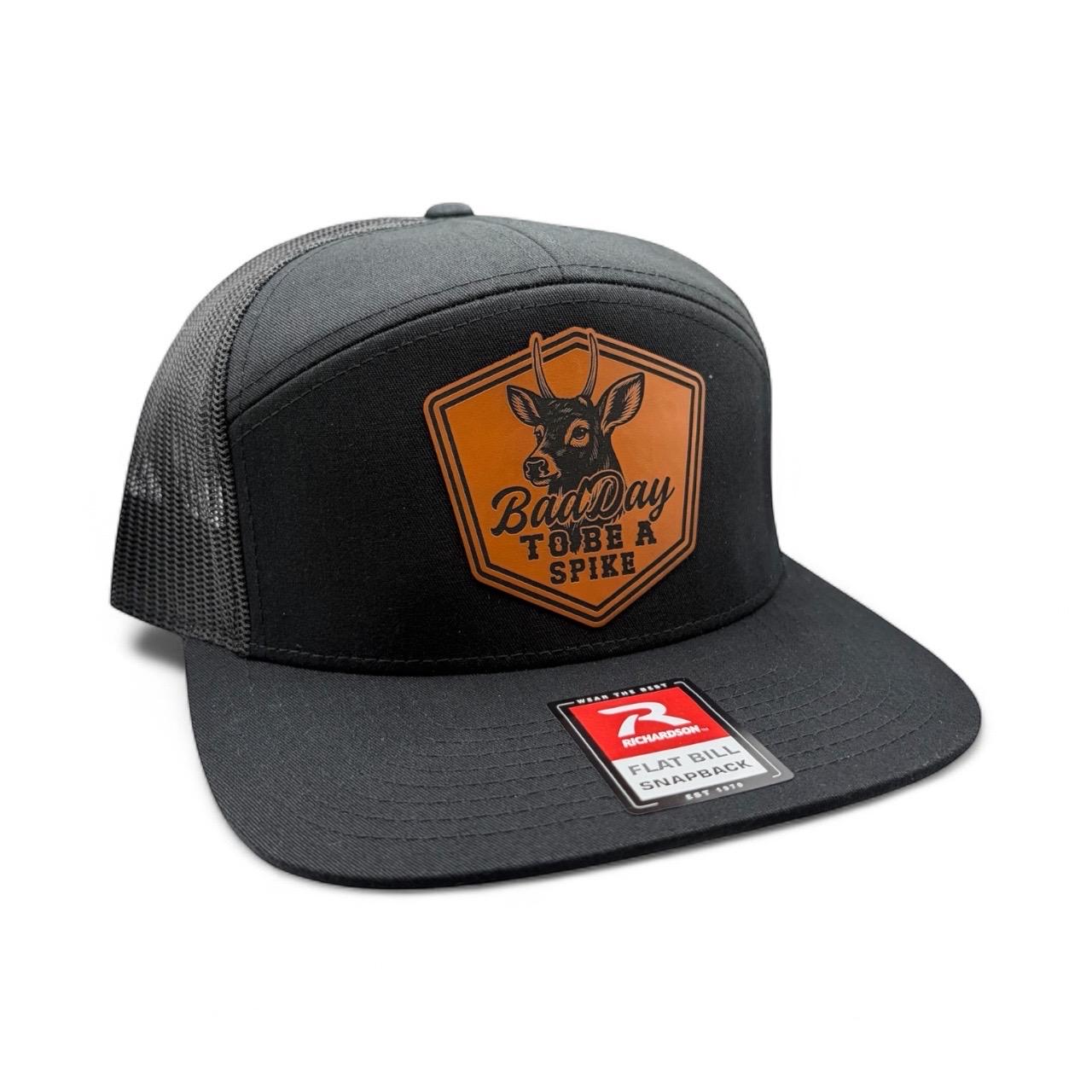 Bad Day to Be a Spike | Deer Hunting Hat | Rustic Outdoor Cap | Gift for Hunters, Richardson 112 Trucker Hat with Leather Patch