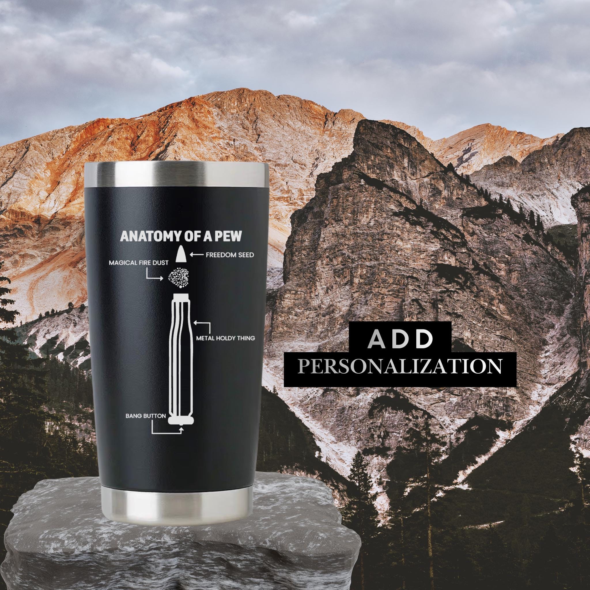 Anatomy of a Pew Engraved Tumbler 20oz, 2nd Amendment Gift for Him, Funny Gun Owner Stainless Steel Cup, Personalized Freedom Gift for Him