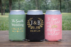 Custom Wedding Can Coolers with Your Logo | Personalized Foam Coozies | Wedding Party Favor Beer Holders | Bridesmaid Groomsmen Gift
