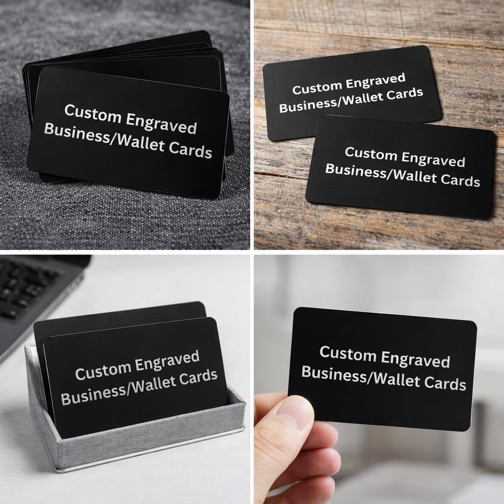 100 Custom Laser Engraved Metal Business Cards, Personalized Aluminum Card, Engraved Business Logo or Saying