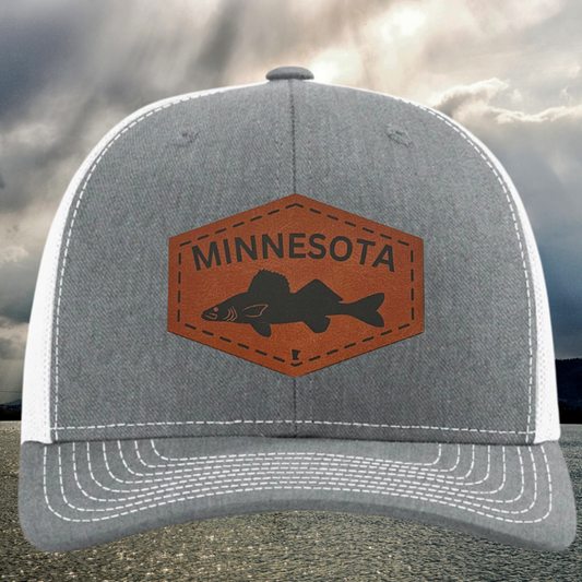 Minnesota Fishing Hat, Leather Patch Hat for Fishing Enthusiast, Gift Idea