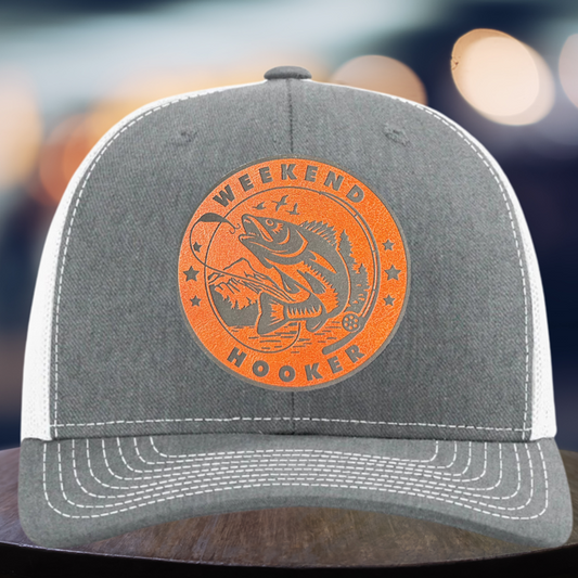 Weekend Hooker Leather Patch Hat, Fishing Hat, Perfect for the Lake